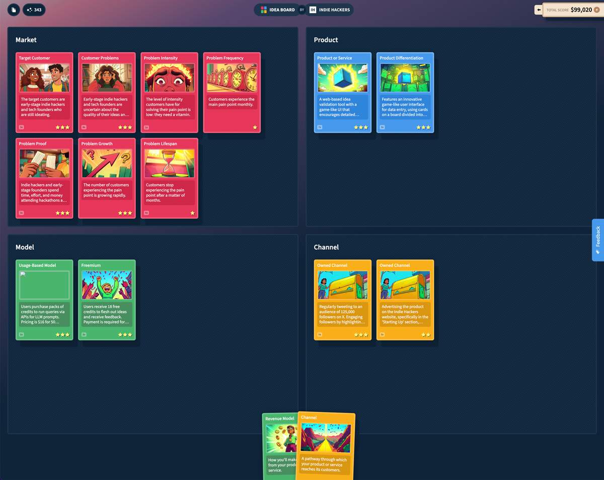 Idea Board: his 2025 attempt to turn startup validation into a game.