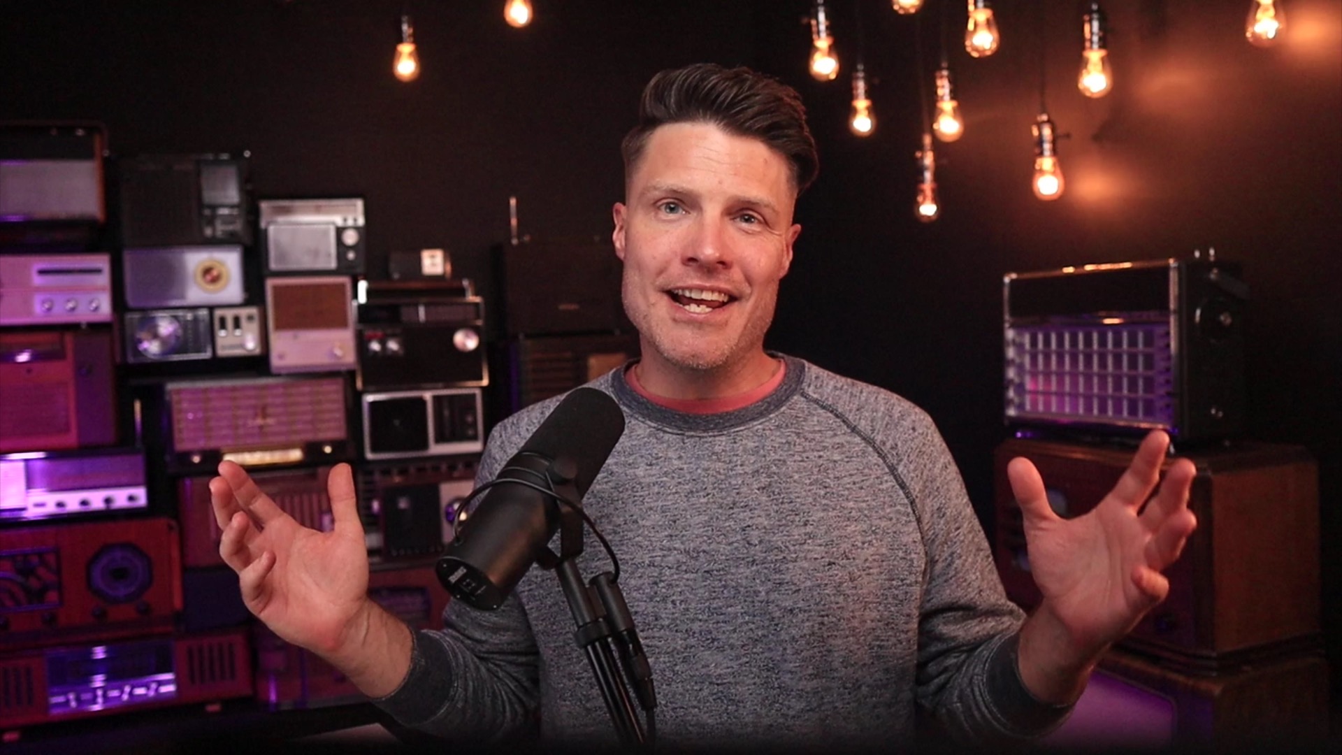 Jackson’s published podcast studio photograph: the product category became his working life.