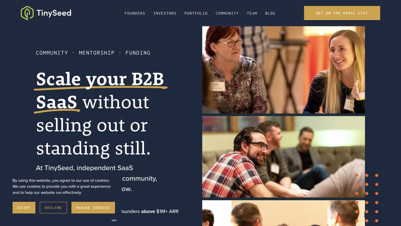 TinySeed’s public homepage, captured 22 October 2026.